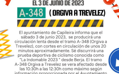 Cortes de tráfico el 3 de junio de 2023 ( A-348 Orgiva a Trevelez)